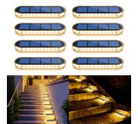 YiLaie Lampe Solaire Exterieur, Lampe Solaire Exterieur Jardin, Blanc Chaud 2700K Spot LED Extérieur avec Auto On/Off Lampe Solaire Lampe de Chemin LED IP68 Etanche Lampe D'escalier Extérieur, 8 pcs