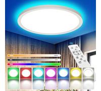 YiLaie Luminaire Plafonnier LED RGB 24W, 2700LM Plafonnier Chambre Ø30CM | 20 Modes de Lumière RGB, 3000K-6500K Dimmable, Télécommande, Etanche IP44, Plafonnier pour Chambre, Salon, Couloir, Cuisine