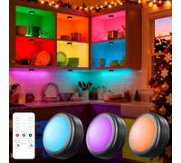 Yiliaw Lot de 3 palets lumineux LED, 16 couleurs changeantes, lumières sous armoire et placard, veilleuse avec minuterie et variateur d'intensité