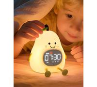 Yiliaw Poire Réveil éducatif pour Enfants avec veilleuse - Horloge « Ok to Wake », Double Alarme, lumières RGB, 6 Sons d’Alarme & Bruit Blanc, Rechargeable, pour garçons & Filles