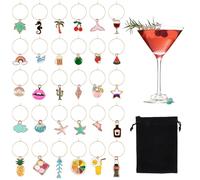 YiliYa Lot de 31 charmes pour verre à vin, marqueurs de boissons, marqueurs de verre réutilisables, identifiants en verre, marqueurs pour verre à vin, marqueurs pour fête, marqueurs pour verre à vin