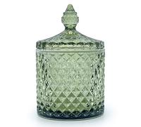 YILUSHENGHUA Bocal en verre coloré avec couvercle, bocaux à biscuits, boîte à bijoux, bocal décoratif (vert)