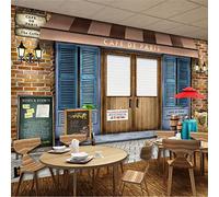 Yimesoy Personnalisé Européen Café De Paris Fresque Fond Papier Peint 3D Moderne Café Restaurant Industriel Décor Mural Papier Peint 3D 250Cm(W)×175Cm(H)