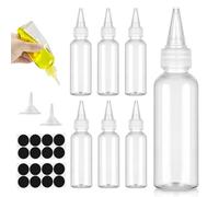 YIMETOP Lot de 7 bouteilles à presser en plastique de 150 ml, petites bouteilles à presser avec entonnoir, étiquettes pour liquides, huile, sauce, bouteilles de stockage de pigments, shaker à