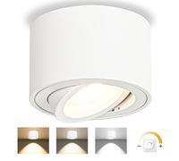 YindaLux 1x 3CCT Spots de Plafond Blanc - Extra plat & pivotant à 30° - Ø80x50mm - Spot en saillie Orientable - 5W 500LM - Dimmable Module LED 230V Inclus - Aluminium LED Plafonnier Spot