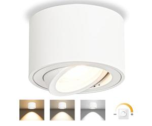 YindaLux 1x 3CCT Spots de Plafond Blanc - Extra plat & pivotant à 30° - Ø80x50mm - Spot en saillie Orientable - 5W 500LM - Dimmable Module LED 230V Inclus - Aluminium LED Plafonnier Spot