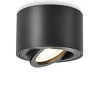 YindaLux 1x 3CCT Spots de Plafond Noir - Extra plat & pivotant à 30° - Ø80x50mm - Spot en saillie Orientable - 5W 500LM - Dimmable Module LED 230V Inclus - Aluminium LED Plafonnier Spot