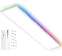 YindaLux 1x Panneau LED 100x25 cm 30W Dimmable Blanc, Rétroéclairage RGB | 3000 lm, 2700-6500 K, télécommande, veilleuse, fonction mémoire, éclairage principal et RGB contrôlables séparément