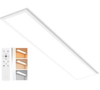 YindaLux 1x Panneau LED Plafond 100x25 cm 30W Dimmable Blanc | 3000 lm, 2700-6500 K réglables, télécommande, veilleuse, fonction mémoire, éclairage uniforme, pour bureau, cuisine et salon
