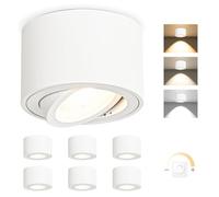 YindaLux 6x 3CCT Spots de Plafond Blanc - Extra plat & pivotant à 30° - Ø80x50mm - Spot en saillie Orientable - 5W 500LM - Dimmable Module LED 230V Inclus - Aluminium LED Plafonnier Spot