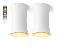 YindaLux LED Spot en Saillie Blanc, Ø64x100mm Spots de Plafond Dimmable 3000K/4000K/6500K, IP44 Spot Salle de Bain incluse 5W 550LM 230V Module LED, Aluminium Plafonnier Spot 2 Pièces