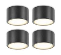YindaLux Lot de 4 LED Spot en Saillie Noir 220-240V Ø95x55mm Plafonnier Incluse ampoule GX53 6W Blanc neutre 4000K 660LM Plafonnier Spot LED Luminaire Apparent avec spot à grande surface lumineuse