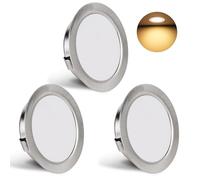 YindaLux Set de 3 Spot LED Encastrable 230V 3W 3000K Blanc Chaud, 15mm Extra Plat Spots de Plafond 300LM Découpe du Plafond 55-58mm, IP44 Spot Salle de Bain, Nickel Brossé