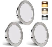 YindaLux Set de 3 Spot LED Encastrable 230V 3W 3000K Blanc Chaud 4000K Blanc Neutre 6000K Blanc Froid, 15mm Extra Plat Spots de Plafond 300LM Trou 55-58mm, IP44 Spot Salle de Bain, Nickel Brossé
