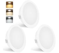 YindaLux Set de 3 Spot LED Encastrable 230V 3W 3000K Blanc Chaud 4000K Blanc Neutre 6000K Blanc Froid, 15mm Extra Plat Spots de Plafond 300LM Trou 55-58mm, IP44 Spot Salle de Bain, Blanc