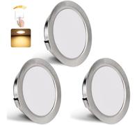 YindaLux Set de 3 Spot LED Encastrable Dimmable 230V 3W 3000K Blanc Chaud, 15mm Extra Plat Spots de Plafond 300LM Trou 55-58mm, IP44 Spot Salle de Bain, Nickel Brossé