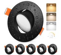 YindaLux Spot LED Encastrable, 5W 550LM Plafonnier Spot 3000K Blanc chaud 4000K Blanc neutre 6000K Blanc froid Dimmable IP44 Étanche Spot Salle de bain, Trou Φ68-80mm, AC 220-240V, Lot de 6, Noir