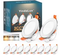 YindaLux Spot LED Encastrable 68mm 5W 550LM Spots de plafond IP44 Spot salle de bain, Blanc Chaud 2700K Blanc Neutre 4000K Blanc Froid 6000K Réglable, Trou Φ65-75mm, AC220-240V, Lot de 10, Chrome