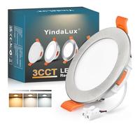 YindaLux Spot LED Encastrable 68mm 5W 550LM Spots de plafond IP44 Spot salle de bain, Blanc Chaud 3000K Blanc Neutre 4000K Blanc Froid 6000K Réglable, Trou Φ65-75mm, AC220-240V, Lot de 1, Nickel