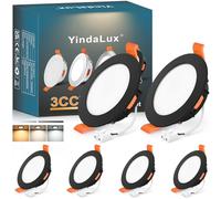 YindaLux Spot LED Encastrable 68mm 5W 550LM Spots de plafond IP44 Spot salle de bain, Blanc Chaud 3000K Blanc Neutre 4000K Blanc Froid 6000K Réglable, Trou Φ65-75mm, AC220-240V, Lot de 6, Noir