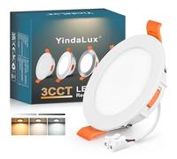 YindaLux Spot LED Encastrable Extra Plat 5W 550LM Spots de plafond IP44 Spot salle de bain, Blanc Chaud 2700K Blanc Neutre 4000K Blanc Froid 6000K Réglable, Trou Φ65-75mm, AC220-240V, Lot de 1, Blanc