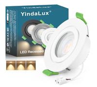 YindaLux Spot led encastrable GU10 cadre IP65 incl.5W Module LED 2700K, Spot encastrable 230V Blanc mat Spots de plafond Rond plat Spot 68mm Trou pour extérieur-intérie, Lot de 1, Non dimmable