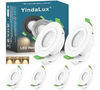 YindaLux Spot led encastrable GU10 cadre IP65 incl.5W Module LED 2700K, Spot encastrable 230V Blanc mat Spots de plafond Rond plat Spot 68mm Trou pour extérieur-intérie, Lot de 6, Non dimmable