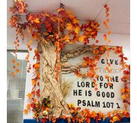 Yinder Kit de tableau d'affichage d'arbre de automne, décoration en feuille d'érable pour l'automne et Thanksgiving, rouleaux de papier kraft marron de 40 m, 6 vignes en feuilles d'érable, 2