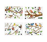 YINETTECH 2 set 8pcs Autocollant Mural Oiseaux sur Branche D'arbre Stickers Muraux Auto-Adhésif Étanche Art Décoration pour Chambre Salon Salle de Bains