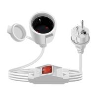 YINGAYOU Cable D'extension Schuko Court avec Interrupteur 16A 250V Rallonge Schuko Courte avec Interrupteur Prise IP44 pour Usage Extérieur ou Intérieur (Blanc, 1.5 m)