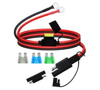 YINGAYOU Connecteur SAE Batterie Moto 10AWG 30A SAE vers O Ring 8mm 12V 24V avec Fusibles pour Moto, Solar Panel, Voiture, Bateau (10AWG + Fusible, 1 m)