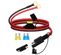 YINGAYOU Connecteur SAE Batterie Moto 14AWG 20A SAE vers O Ring 8mm 12V 24V avec Fusibles pour Moto, Solar Panel, Voiture, Bateau (2 m)