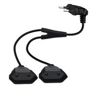 YINGAYOU Rallonge Euro 2 en 1 Coudé Extension d'alimentation Euro 2.5A 250V 625W Rallonge Câble Euro 2x0.75 mm² pour Une Utilisation en Intérieur PC, TV, Moniteur (Noir 90 Degrés, 0.4 m)