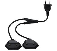 YINGAYOU Rallonge Euro 2 en 1 Extension d'alimentation Euro 2.5A 250V 625W Rallonge Câble Euro 2x0.75 mm² pour Une Utilisation en Intérieur PC, TV, Moniteur (Noir, 0.4 m)