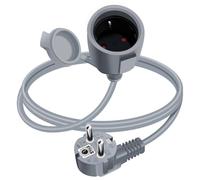 YINGAYOU Rallonge Schuko Cable Courte 16A 250V Câble D'extension Schuko Court Coudée 2 AC Prise IP44 pour Utilisation Extérieure ou Intérieure (Gris, 1.5 m)