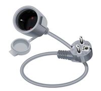 YINGAYOU Rallonge Schuko Cable Courte 16A 250V Câble D'extension Schuko Court Coudée 2 AC Prise IP44 pour Utilisation Extérieure ou Intérieure (Gris, 0.5 m)