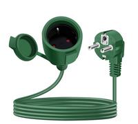 YINGAYOU Rallonge Schuko Cable Courte 16A 250V Câble D'extension Schuko Court Coudée 2 AC Prise IP44 pour Utilisation Extérieure ou Intérieure (Vert, 2 m)
