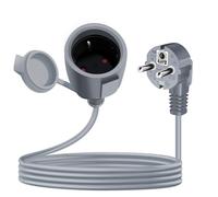 YINGAYOU Rallonge Schuko Cable Courte 16A 250V Câble D'extension Schuko Court Coudée 2 AC Prise IP44 pour Utilisation Extérieure ou Intérieure (Gris, 2 m)