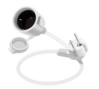 YINGAYOU Rallonge Schuko Cable Courte 16A 250V Câble D'extension Schuko Court Coudée 2 AC Prise IP44 pour Utilisation Extérieure ou Intérieure (Blanc, 0.3 m)