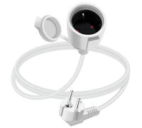 YINGAYOU Rallonge Schuko Cable Courte 16A 250V Câble D'extension Schuko Court Coudée 2 AC Prise IP44 pour Utilisation Extérieure ou Intérieure (Blanc, 1.5 m)