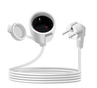 YINGAYOU Rallonge Schuko Cable Courte 16A 250V Câble D'extension Schuko Court Coudée 2 AC Prise IP44 pour Utilisation Extérieure ou Intérieure (Blanc, 2 m)