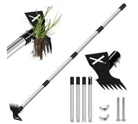 YingBiao Outil de désherbage avec long manche, 150 cm, outil de jardin, râteau manuel 2 en 1 et houe de jardin pour jardinage, arrachage de désherbage robuste pour cour, pelouse, terrasse, jardin