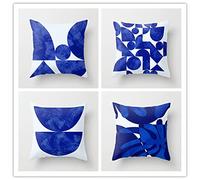 Yingeen Lot de 4 Housses de Coussins 30x30cm Bleu Marine Géométrique Hiver Coussin Canape Decoration Soft Carré Taie Oreiller Housse Coussin Canapé Lit pour Chambres Deco J-1882