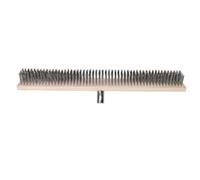 Yinhing Brosse à Récurer le Sol en Fil D'acier Inoxydable 60cm Duty Deck | Manche en bois de pin en fil d\'acier inoxydable de 60cm, utilisation humide et sèche pour allée en béton, patio, garage,