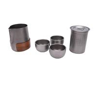 Yinhing Ensemble de Théière de Voyage Portable avec Infuseur Amovible 3 Tasses en Alliage de Ti de qualité Supérieure Compact pour le Camping Pique-nique en Plein Air Comprend un Sac de Rangement