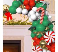 Yinhing Guirlande de Ballons de Noël en Arc, Kit Métallique, or, Vert, Rouge, Blanc, Décorations de Noël, Ensemble de Ballons de Renne pour Décoration de Fête de Vacances