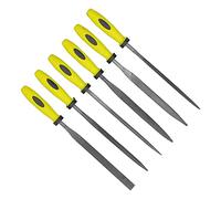 Yinhing Jeu de 6 Petites Limes en Acier à Roulement avec Poignée Caoutchoutée TPR pour le Polissage des Métaux, l'ébavurage et le Chanfreinage des Formes Plates Rondes Pointues (SIL-1113)
