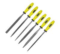 Yinhing Jeu de 6 Petites Limes en Acier à Roulement avec Poignée Caoutchoutée TPR pour le Polissage des Métaux, l'ébavurage et le Chanfreinage des Formes Plates Rondes Pointues (SIL-1115)
