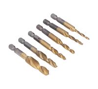 Yinhing Jeu de 6 Tarauds Filetés HSS, Fonction 135 °, Outil de Taraudage, Acier Rapide pour Fonte, Acier, Inoxydable, Aluminium, Filetage Fin usiné