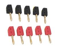 Yinhing Jeu de Fiches Banane de 4mm, 10 Pièces, Connecteur Banane sans Soudure en Laiton plaqué or 32A à Connexion Rapide pour équipement de Test (5 rouges + 5 noirs)